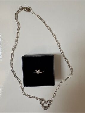 Mickey Mouse ring and necklace set